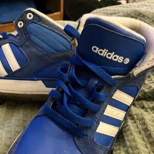 adidas Kids Royal Blue High-Top Sneakers with White Stripes NOT KIDS UNISEX
